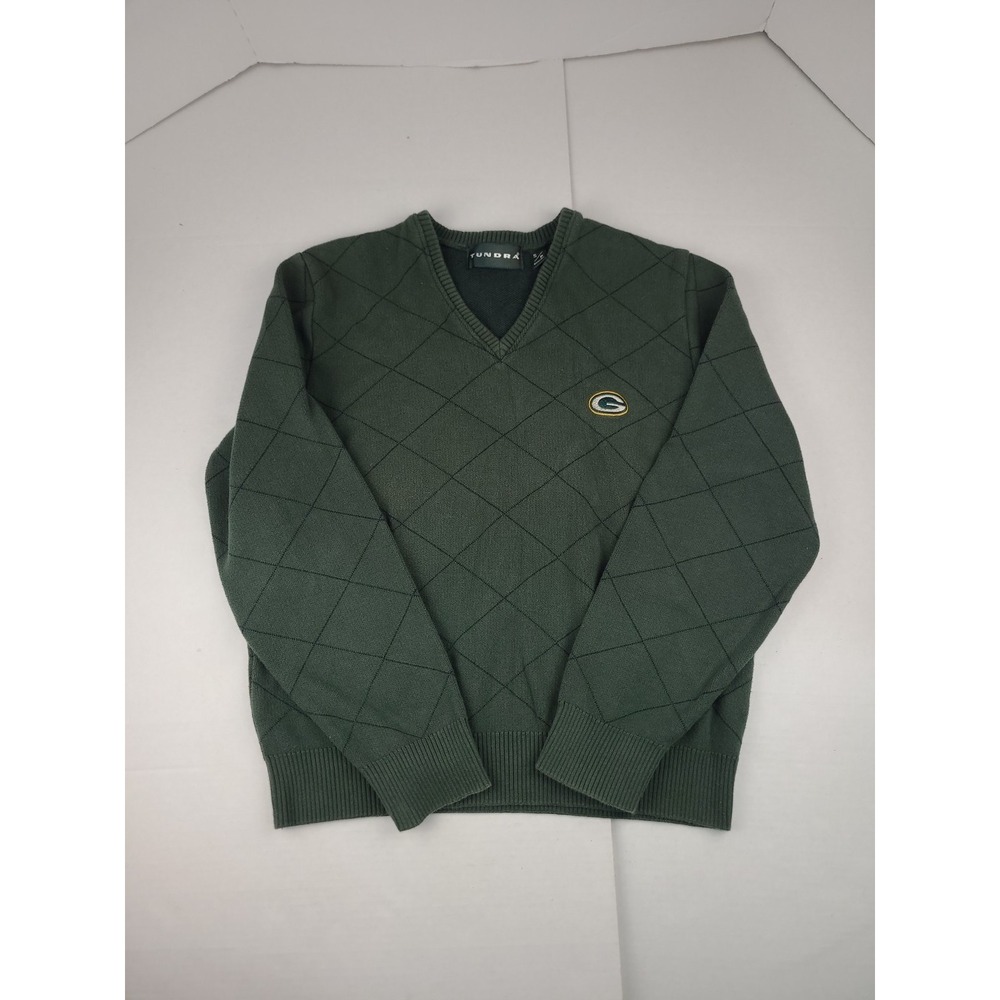 Vintage Green Bay Packers Tundra Sweater Men's Small V Neck NFL Formal Pattern
